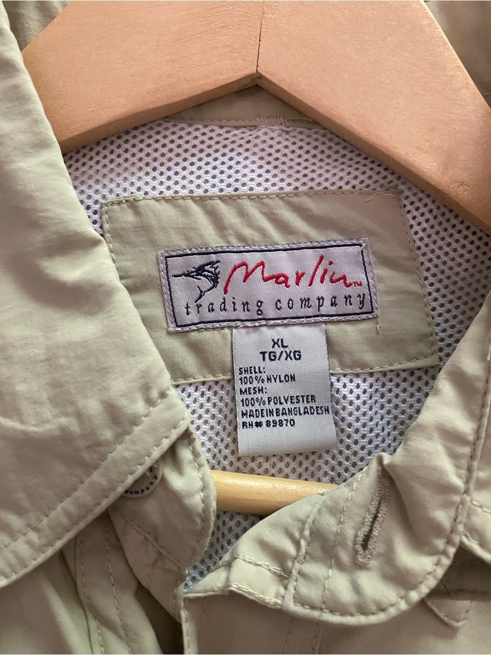 Marlin - Khaki Colored Long Sleeve Button Fishing Shirt - size XL (mens) - Picture 7 of 14